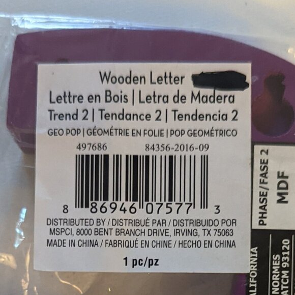 NWT Deep Purple Letter 'c' Wood Alphabet Sign Geo Pop Michael's Wall Home Decor - Picture 3 of 3